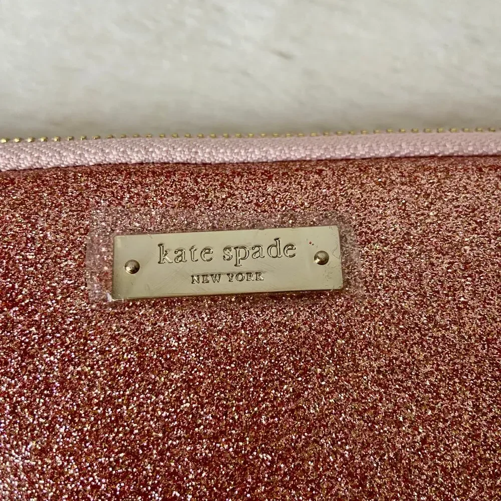 Kate Spade New York Rose Gold Glitter Padded Laptop Sleeve